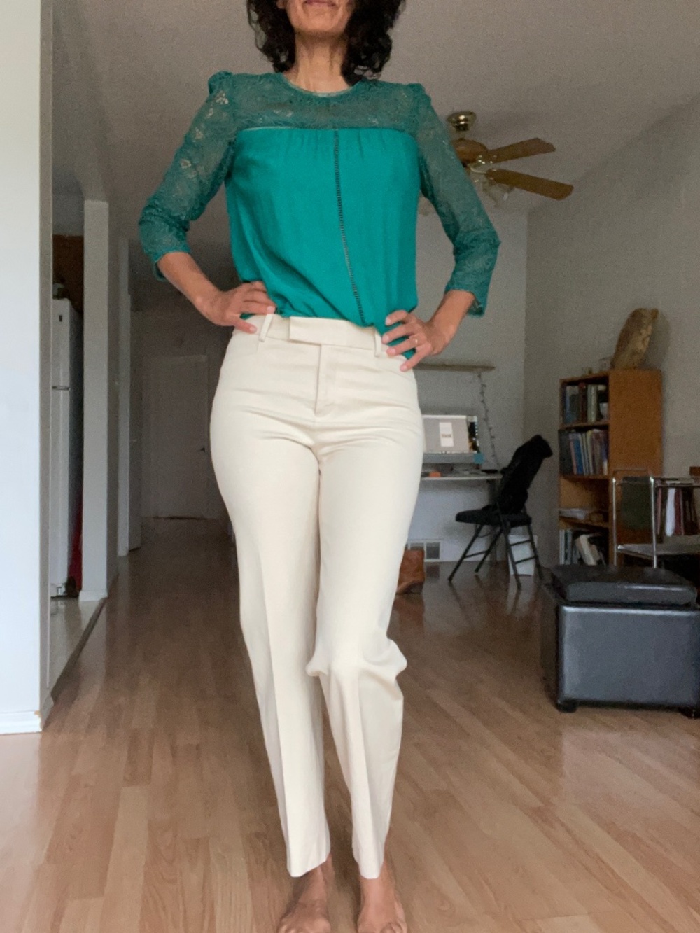 Sloan mid-rise straight leg cream pant